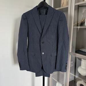 GUCCI Cotton Wool Silk Pinstriped 2 Piece Suit Single Breasted Jacket Pants 48
